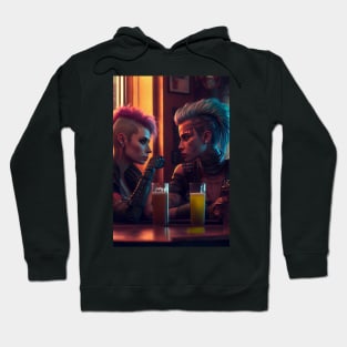 Cyberpunk Lovers in a Bar Hoodie